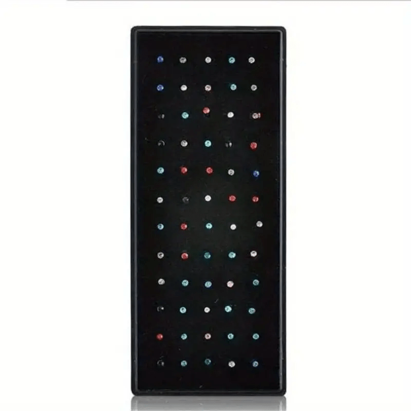 60pcs/set Fashion Rhinestone Nose Studs, Women's Daily Wear Stainless Steel Nose Ring, Holiday Banquet Jewelry Accessories